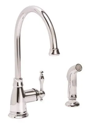 Wellington Ceramic Disc Kitchen Faucet With Teapot-Style Canopy Handle And Sprayer Chrome 1