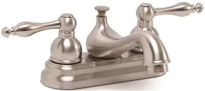 Wellington Ceramic Disc Bathroom Faucet With Teapot Style Handles Brushed Nickel With Pop Up 1