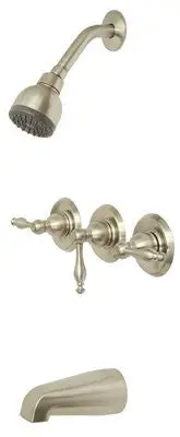 Wellington 3-Handle Ceramic Disc Tub And Shower Faucet Set Brushed Nickel 1