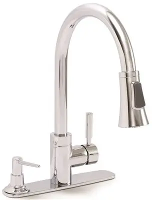 Essen&Trade; Kitchen Faucet With Pull Down Spout, Single Metal Lever Handle, And On Deck Soap Dispenser, Chrome 1