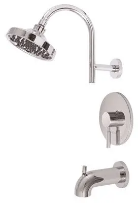 Essen&Trade; Bath Tub And Shower Faucet With Single Metal Lever Handle, Chrome 1