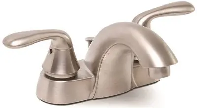 Waterfront Bathroom Faucet 2 Handle With 50-50 Pop-Up Pvd Brushed Nickel Finish, 4 In. 1
