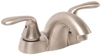 Waterfront Bathroom Faucet 2 Handle Less Pop Up Brushed Nickel Finish, 4 In. 1