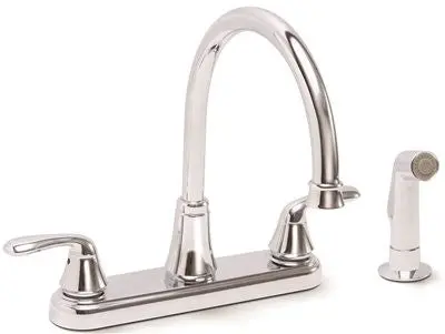 Waterfront Kitchen Faucet 2 Handle With Sprayer Chrome, 8 In. 1