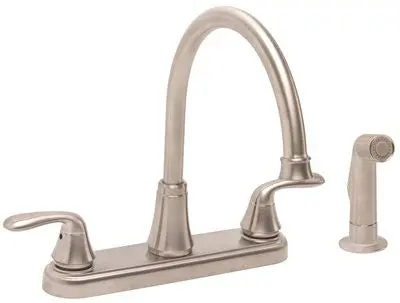 Waterfront Kitchen Faucet 2 Handle With Sprayer Pvd Brushed Nickel, 8 In. 1