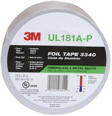 3M&Trade; Scotch Foil 3340 Tape Ul181 Silver 2.5 In. X 60 Yd. 1