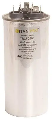 Packard Dual Round Motor Run Capacitor, 40-5 Mfd, 440 Vac 1