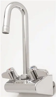 Equip By T&S Brass Wall-Mounted Sink Faucet, 3-Inch Swivel Gooseneck, Lever Handles, 4-Inch Centers, 2.2 Gpm Aerator 1