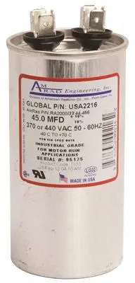 Amrad Engineering Round Usa-Made Motor Run Capacitor, 45 Mfd, 370-440 Vac 1