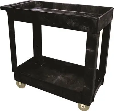 2 Shelf Utility Cart, 5" Casters, Black 1