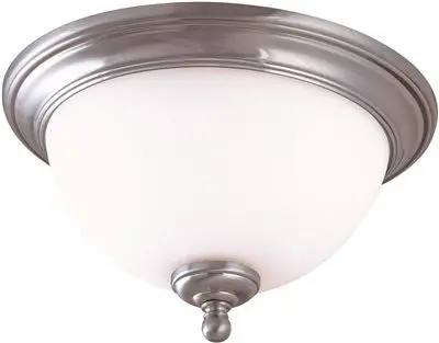 Glenwood 2 Light 11 In. Flush Mount Dome Ceiling Fixture, Brushed Nickel With Satin White Glass 1