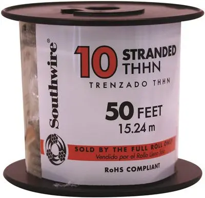 Southwire Simpull Thhn&Reg;, 10 Gauge Thhn Stranded Wire, Black, 50 Ft. Per Roll 1