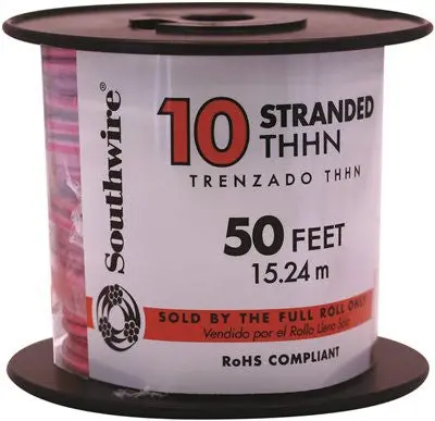 Southwire Simpull Thhn&Reg;, 10 Gauge Thhn Stranded Wire, Red, 50 Ft. Per Roll 1