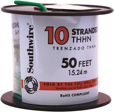 Southwire Simpull Thhn&Reg;, 10 Gauge Thhn Stranded Wire, Green, 50 Ft. Per Roll 1