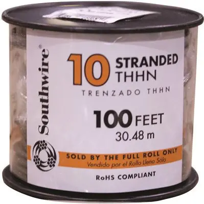 Southwire Simpull Thhn&Reg;, 10 Gauge Thhn Stranded Wire, Black, 100 Ft. Per Roll 1