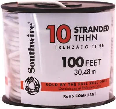 Southwire Simpull Thhn&Reg;, 10 Gauge Thhn Stranded Wire, White, 100 Ft. Per Roll 1