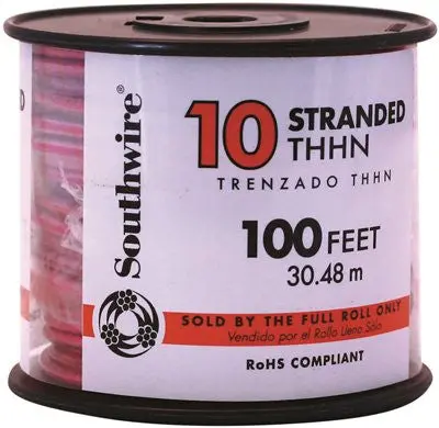 Southwire Simpull Thhn&Reg;, 10 Gauge Thhn Stranded Wire, Red, 100 Ft. Per Roll 1