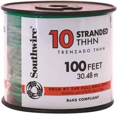 Southwire Simpull Thhn&Reg;, 10 Gauge Thhn Stranded Wire, Green, 100 Ft. Per Roll 1