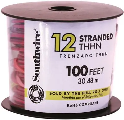 Southwire Simpull Thhn&Reg;, 12 Gauge Thhn Stranded Wire, Red, 100 Ft. Per Roll 1