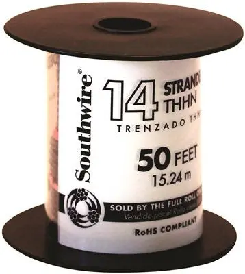 Southwire Simpull Thhn&Reg;, 14 Gauge Thhn Stranded Wire, Black, 50' Per Roll 1
