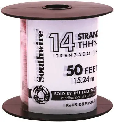 Southwire Simpull Thhn&Reg;, 14 Gauge Thhn Stranded Wire, Red, 50' Per Roll 1