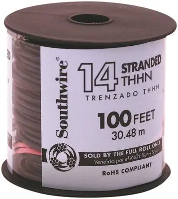 Southwire Simpull Thhn&Reg;, 14 Gauge Thhn Stranded Wire, Black, 100 Ft. Per Roll 1