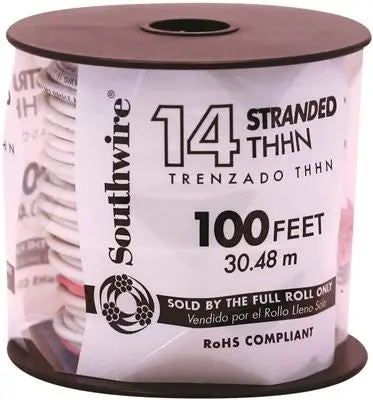 Southwire Simpull Thhn&Reg;, 14 Gauge Thhn Stranded Wire, White, 100 Ft. Per Roll 1