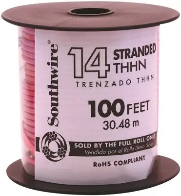 Southwire Simpull Thhn&Reg;, 14 Gauge Thhn Stranded Wire, Red, 100 Ft. Per Roll 1