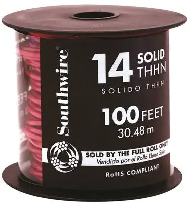 Southwire Simpull Thhn&Reg;, 14 Gauge Thhn Solid Wire, Red, 100 Ft. Per Roll 1