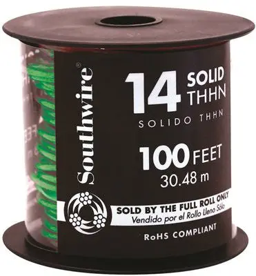 Southwire Simpull Thhn&Reg;, 14 Gauge Thhn Solid Wire, Green, 100 Ft. Per Roll 1