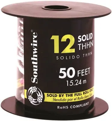 Southwire Simpull Thhn&Reg;, 12 Gauge Thhn Solid Wire, White, 50' Per Roll 1