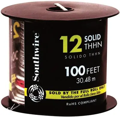 Southwire Simpull Thhn&Reg;, 12 Gauge Thhn Solid Wire, White, 100 Ft. Per Roll 1