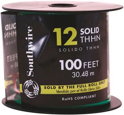 Southwire Simpull Thhn&Reg;, 12 Gauge Thhn Solid Wire, Green, 100 Ft. Per Roll 1