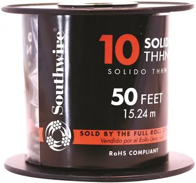 Southwire Simpull Thhn&Reg;, 10 Gauge Thhn Solid Wire, Red, 50 Ft. Per Roll 1