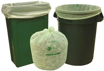 Natur-Bag&Reg; Compostable Liners, Green-Slim, 33 Gallons, 0.8 Mm, 33 In. X 40 In., 25 Liners Per Roll, 8 Rolls Per Case 1