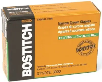 Narrow Crown Finish Staples, 18 Gauge, 1 In. Long, Pk 5000 1