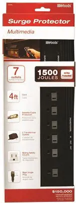 Coleman Cable 6 Outlet Surge Protector With Coaxial Cable Protection, 4 Ft. 1