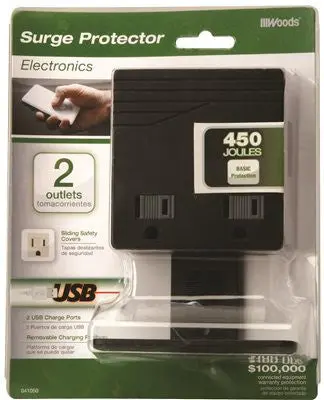Coleman Cable 2 Outlet Surge Protector With Usb Protection 1