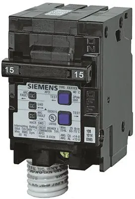 Siemens Q215afc Combination Type Afci, 15 Amp, 2 Pole, 120 Volt 1