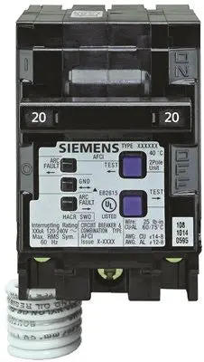 Siemens Q220afc Combination Type Afci, 20 Amp, 2 Pole, 120 Volt 1