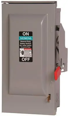Siemens General Duty Safety Switch, 30 Amp, Two Pole, 240 Volt, Fused With Neutral, Type 2 Indoor Rated 1