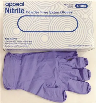 Appeal&Reg; Disposable Powder-Free Exam-Grade Nitrile Gloves, Extra-Large, 3Mil, 100 Per Box 1