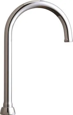 Chicago Faucets&Reg; Ecast&Reg; Lead-Free 5.25-Inch Gooseneck Spout, 9-3-4 In. Tall, 13-16 In. - 24 Male Outlet Thread, Chrome 1