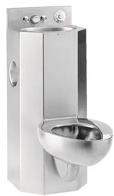 Metcraft Floor Mount Combo Bathroom Sink And Toilet Fixture, Stainless Steel 1