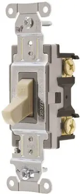 Hubbell Commercial Specification Grade Toggle Switch, 15 Amp, Single Pole, Ivory 1