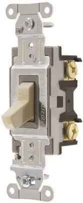 Hubbell Commercial Specification Grade Toggle Switch, 15 Amp, 3 Way, Ivory 1