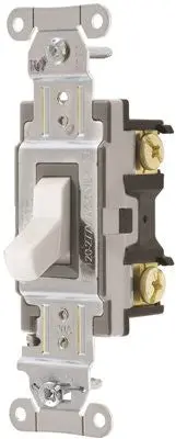 Hubbell Commercial Specification Grade Toggle Switch, 20 Amp, Single Pole, White 1