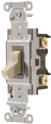 Hubbell Commercial Specification Grade Toggle Switch, 20 Amp, Single Pole, Ivory 1