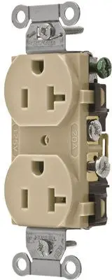 Hubbell Commercial Grade Duplex Receptacle, 20 Amp, Ivory 1