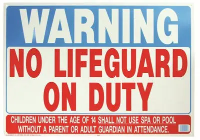 Warning No Lifeguard On Duty Sign 1
